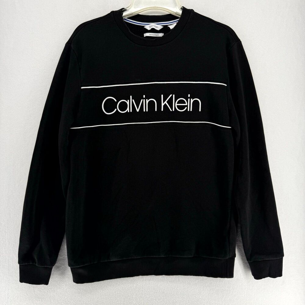 Calvin Klein Soft Touch Fleece Black and White Long Sleeve Sweater Mens‎ Size M